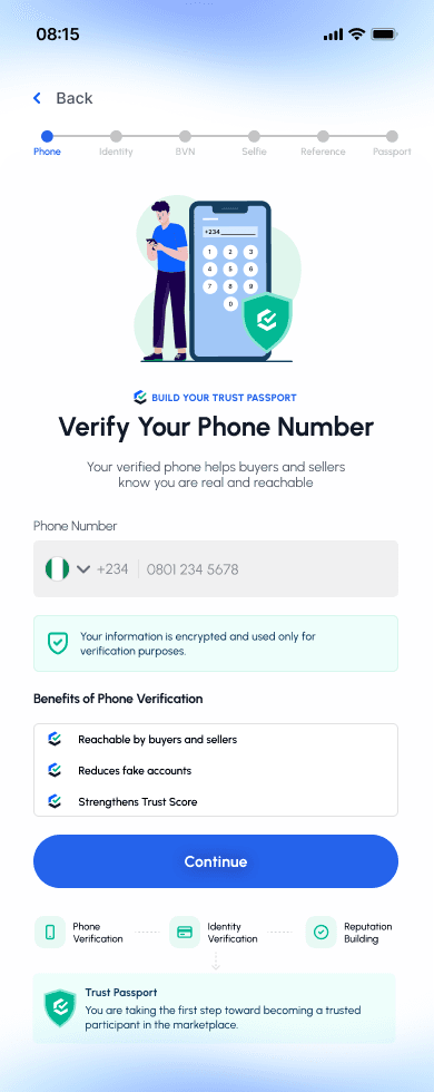 Verify your phone number in TrustBridge