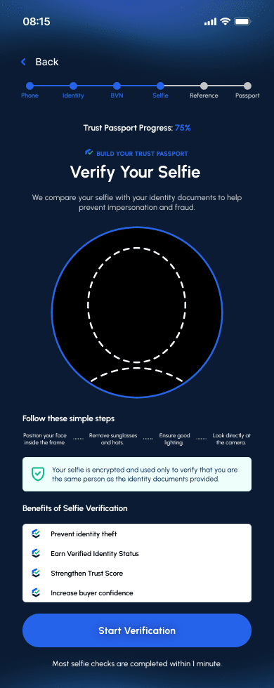 Verify your selfie in TrustBridge