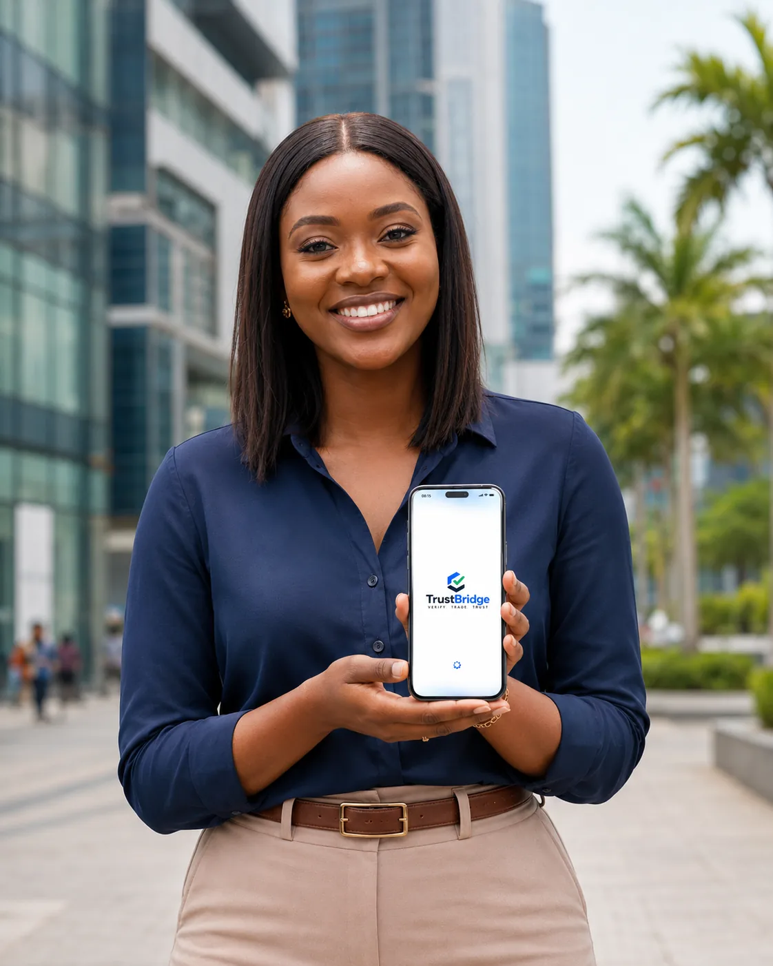 Professional using TrustBridge for secure commerce