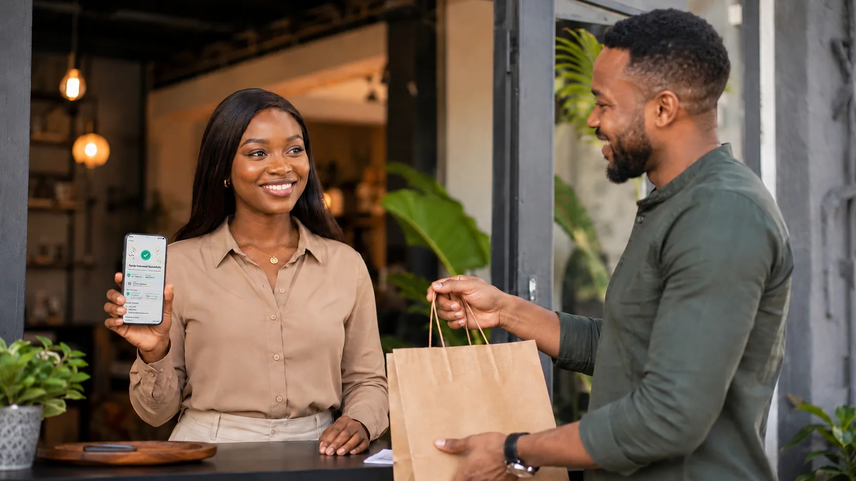 Seller and buyer completing a protected transaction